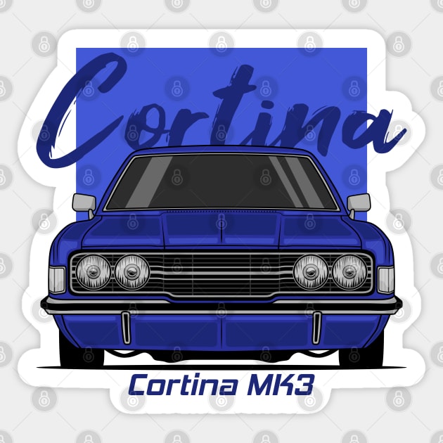 Front Blue Cortina MK3 Classic Sticker by GoldenTuners